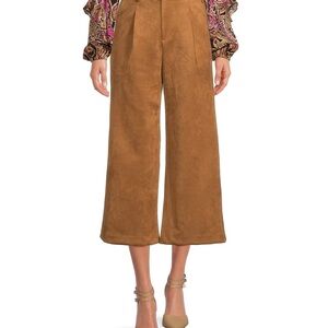 A Loves A Camel Faux Suede High Rise Wide Leg Cropped Pants, Women’s size 6.